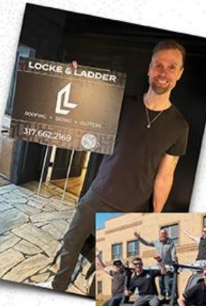 Jon Strand holding the first Locke & Ladder yard sign